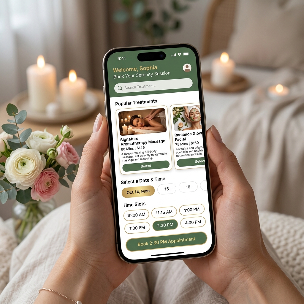 Spa and wellness treatment appointment booking app